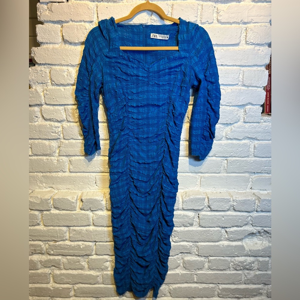 🍁🍁Zara size XS bodycon dress beautiful peacock blue